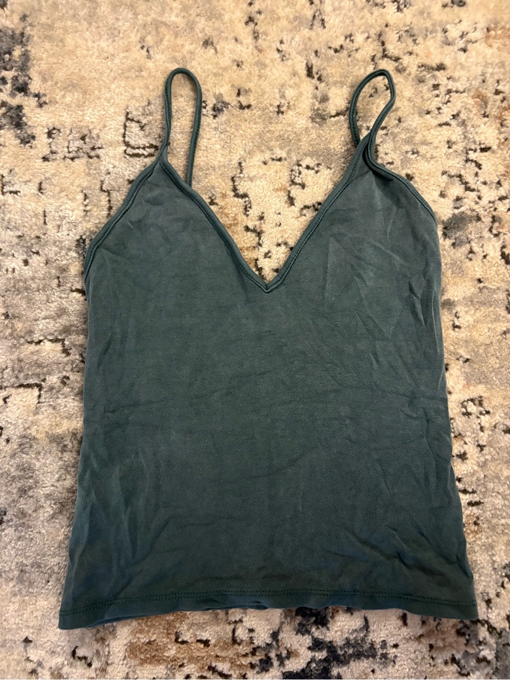 Women's V-Neck Spaghetti Strap Tank Top - Forest Green